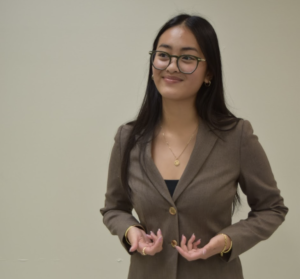 Annie Nguyen poses for team pictures